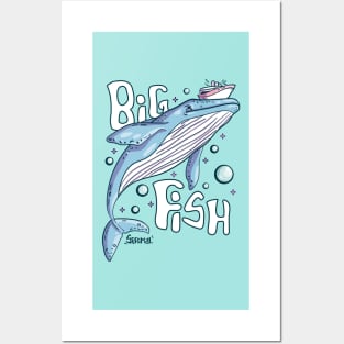 Big Fish metaphor Whale caught boat Posters and Art